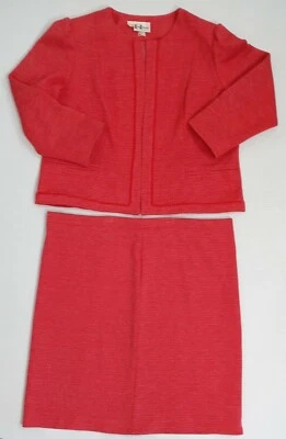 Vtg Marty Gutmacher Red Knit Blazer Skirt Set 14 Mod Retro 70s Union Made  - Image 1 of 4