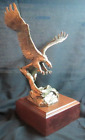 Signed 5lbs Metal Cast Of American Eagle Landing 14 3/8" Tall W Wing Span 9 1/2"