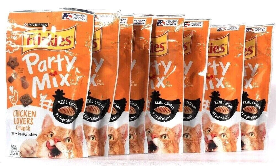 (8 Ct) Purina Friskies Party Mix Chicken Lovers Crunch Cat Treats 2.1 Oz BB 4/23 - Image 1 of 1