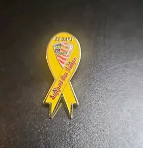 Support Our Troops Pin Yellow Ribbon Be Safe Make It Home support ribbon pinback - Picture 1 of 2