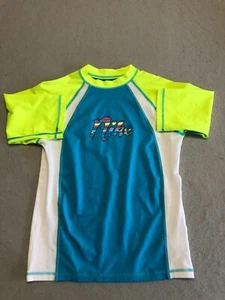 Nike Shirt Kids Girl's Large 14 Neon Colorful Raglan Swimwear Rach guard - Picture 1 of 4