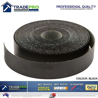 Black Melamine Edge Tape 22mm x 10m ICON® Iron On Glued Veneer Edging 2070555 - image 1 of 4