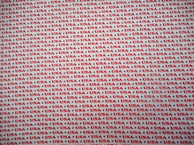 Patriotic Fabric 1 1/2 Yard Red USA Navy Blue Stars on White Quilting Cotton Vtg - Image 1 of 2