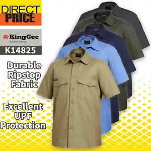King Gee Work Shirt Short Sleeve Cotton WorkCool Ripstop K14825 5 colour NEW - Picture 1 of 14