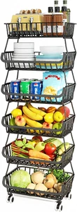 6 Tier Fruit Basket for Kitchen, Fruit and Vegetable Storage Cart Stackable Wire - Picture 1 of 12