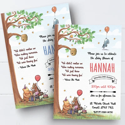 Invitaciones personalizadas Winnie The Pooh Baby Shower Pooh Bear invitaciones x10 Foto 1 de 4