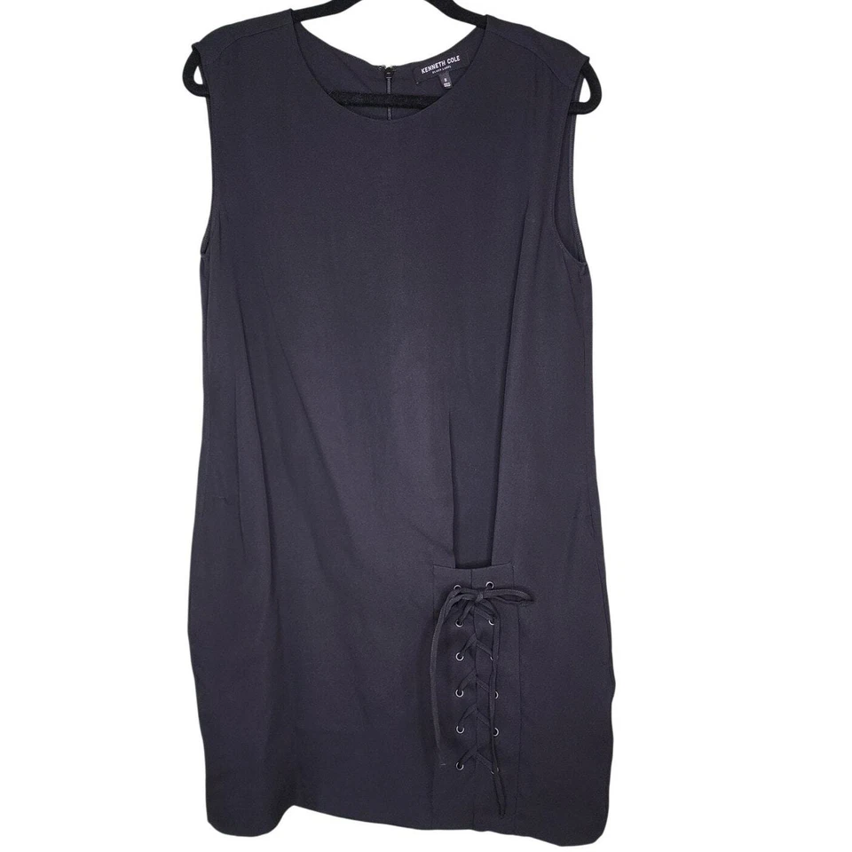 Kenneth Cole Black Label Dress Size 8 Sleeveless Shift Lace Up Mini Cocktail  - Image 1 of 4