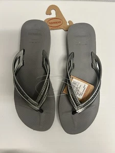 Havaianas Damen-Sandalen schimmernde Keilabsatz-Flip-Flops stahlgrau 12,5 neu mit Etikett - Bild 1 von 9