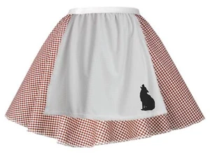 Ladies Red Gingham Little Riding Hood Skater Skirt World Book Day Fancy Dress - Picture 1 of 1