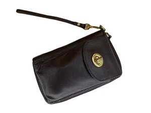 Vintage Coach Mahogany Brown Leather Turnlock Wristlet Pouch with Phone Pocket - Picture 1 of 20