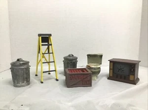 WWF jakks Pacific Accesories Lot: Ladder, broken tv, Toilet, trash Cans, Tnt - Picture 1 of 7