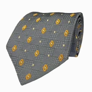 ERMENEGILDO ZEGNA MEN'S TIE  100% SILK  MADE IN ITALY Grey Dimond Print C1 - Picture 1 of 2