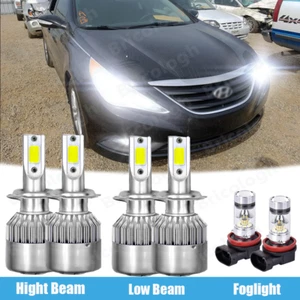 6Pc Combo LED Headlights Fog Lights Kit White For Hyundai Sonata 2012 2013 2014 - Picture 1 of 12