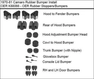 1970-1981 CHEVROLET CAMARO RUBBER STOPPER BUMPER KIT 20-PIECE KIT *BRAND NEW - Picture 1 of 1