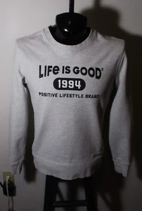 LIFE is GOOD Gray Long Sleeve Crewneck Sweatshirt Size S - Picture 1 of 6