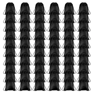 60Pcs Drawstring Backpack Bulk Draw String Bags Gym Cinch Sack Black - Picture 1 of 7