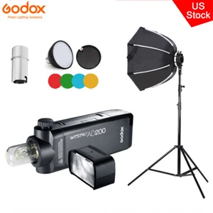 US Godox AD200 2.4 TTL HSS Pocket Flash+AD-S2 S11+65cm Octagon Softbox+2M Stand - Picture 1 of 12