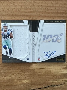 2019 Panini Playbook Tony Pollard Rookie Patch Auto Gold Booklet /125 Cowboys - Picture 1 of 2
