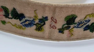 Antique Victorian Embroidered Micro Petit Point Belt - Picture 1 of 6