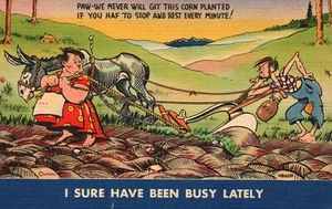 Vintage Postcard 1930's We Never Will Get This Corn Planted If You Rest Comic - Picture 1 of 2