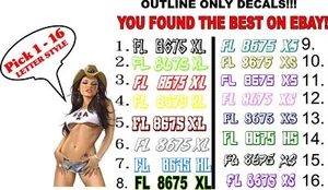 Boat Registration Numbers PAIR  Lettering Decals Vinyl  Outlines  custom - Bild 1 von 4