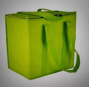NEW INSULATED REUSABLE GROCERY BAG GREEN Thermal Zipper Shopping Tote - Picture 1 of 3