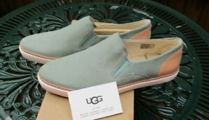 Ladies UGG Shoes Adley Aloe Vera Leather Slip On Flats UK 7.5 RRP £90 BNIB