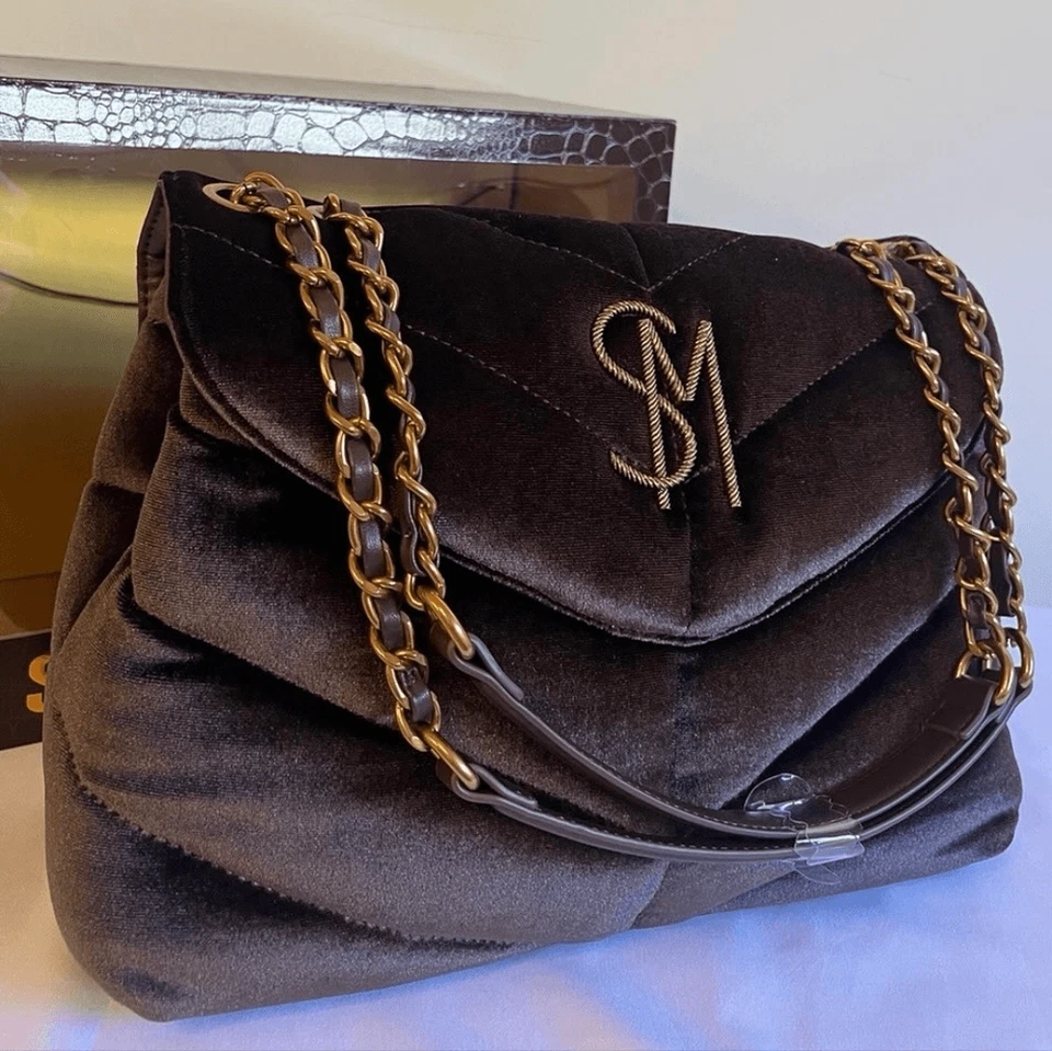 NUEVO Bolso de Mano Steve Madden Terciopelo Marrón Foto 1 de 4