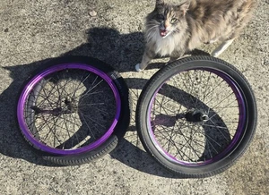 FIT BIKE CO Laufradsatz 20" BMX FELGEN REIFEN & SCHLÄUCHE LILA  - Bild 1 von 9