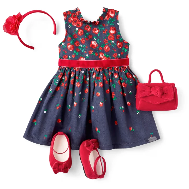 American Girl Janie & Jack Envuelto en Rosas Vestido de Fiesta Conjunto 18" Completo ¡NUEVO! Foto 1 de 1