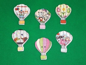 Globo aerostático botón botones globo paseo en globo cesta madera manualidades coser madera colorida - Imagen 1 de 7