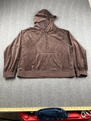 Sudadera con capucha de terciopelo marrón J.Crew para mujer talla grande Foto 1 de 4