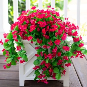 Artificial Faux Hanging Plants Flowers for Outdoor Outside Spring Decoration,... - Picture 1 of 8