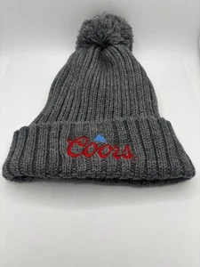 Coors Beanie Hat Grey Knit with Pom Pom-Cosy Fleece Lined-One Size Fits All VGC - Picture 1 of 10