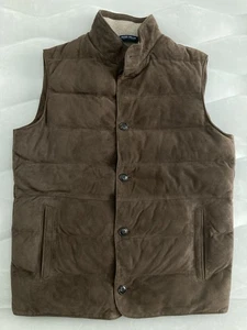 $1495 NEW MENS PETER MILLAR CORDOVA SUEDE PUFFER VEST GILET CHOCOLATE BROWN M - Picture 1 of 7