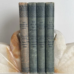 Lot of Four Vtg Nancy Drew Mystery Stories by Carolyn Keene 1931–1955 Blue Tweed - Bild 1 von 24
