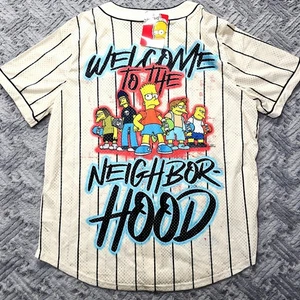 NEU Simpsons Bart Herren Größe 2XL Trouble Maker Baseball Trikot Nadelstreifen - Bild 1 von 10