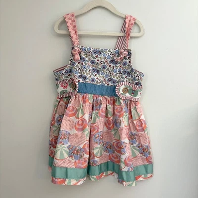 Matilda Jane Parasol Happy and Free Girls Knot Swing Top Size 8 Floral Pinafore - Image 1 of 4