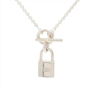 Collar Hermès Amuleto Cadena Cerradura Plata 925 11.4g - Imagen 1 de 5