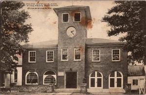 Postkarte Post Feuerwehrhaus Stamford NY geteilte Rückseite verschickt 1912 - Bild 1 von 3