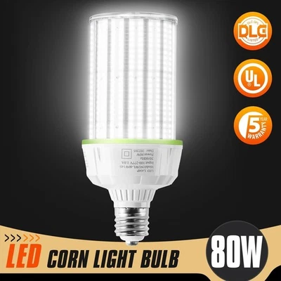 80W LED Corn Light Bulb E39 Mogul Base Shoebox High Bay Replacement Lamp 5000K - Image 1 of 4