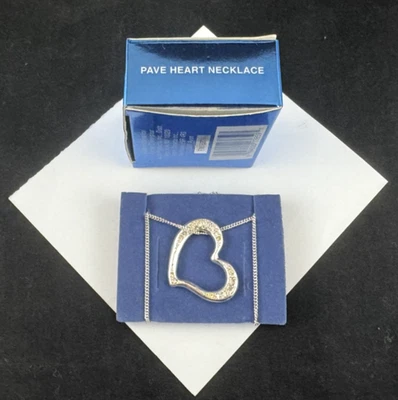 PRECIOSO COLLAR COLGANTE CORAZÓN PAVÉ AVON TONO PLATEADO NUEVO STOCK ANTIGUO Foto 1 de 3