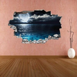 Moon Sea View Fantasy Wall Sticker Mural Decal Kids Bedroom Home Decor CM37 - Picture 1 of 1