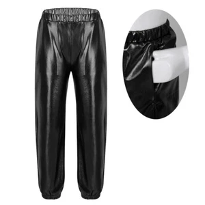 US Kids Girls Boys Shiny Dance Pant Modern Jazz Hip Hop Dancewear Jogger Pants - Picture 1 of 79