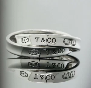 Tiffany & Co. 925 Sterling Silver 1837 Interlocking Circles Double Ring Size 5.5 - Picture 1 of 5