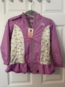 Lily & Dan girls rain coat with detachable hood new size medium pink - Picture 1 of 13