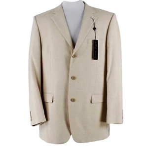 Andrew Fezza NEW Diablo Sz 44L Tan 3 Button Polyester Linen Mens Blazer - Picture 1 of 7