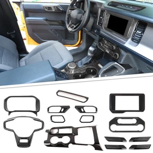 14x Interior Decoration Cover Trim Frame For Ford Bronco 2021-2023 Carbon Fiber - Picture 1 of 18