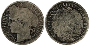 Francia Plata 1872 K 1 Franco Burdeos Casa de la Moneda ESCASO KM# 822.2 (19 607) - Imagen 1 de 3