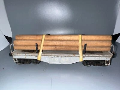 LIONEL VINTAGE O-O27 STAMPED METAL LOG CAR WITH METAL RACKS 5-170-5 - Image 1 of 4